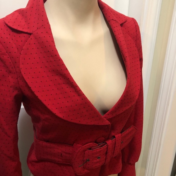 Epic stunning polkadot cropped vintage belted jacket size S/M - Picture 1 of 4